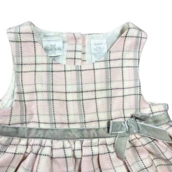 Koala Kids 18M Plaid Dress Baby Pink Gray Checkered Sleeveless Tulle Layer - Picture 6 of 12
